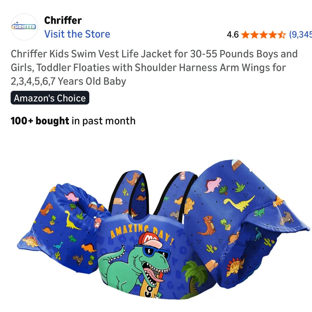 New Chriffer Kids Toddler Floaties Life Jacket Vest 30-55 lbs
